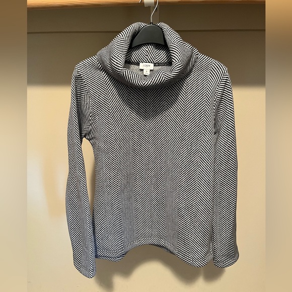 J. Crew Black and White Chevron Cowl Neck Sweatshirt - Picture 5 of 10